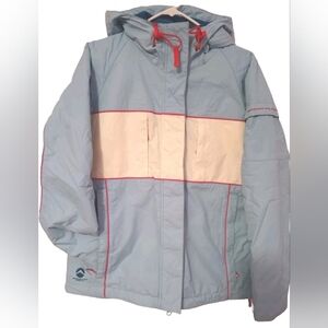 American Eagle Outfitters Blue and Cream Hooded Jacket